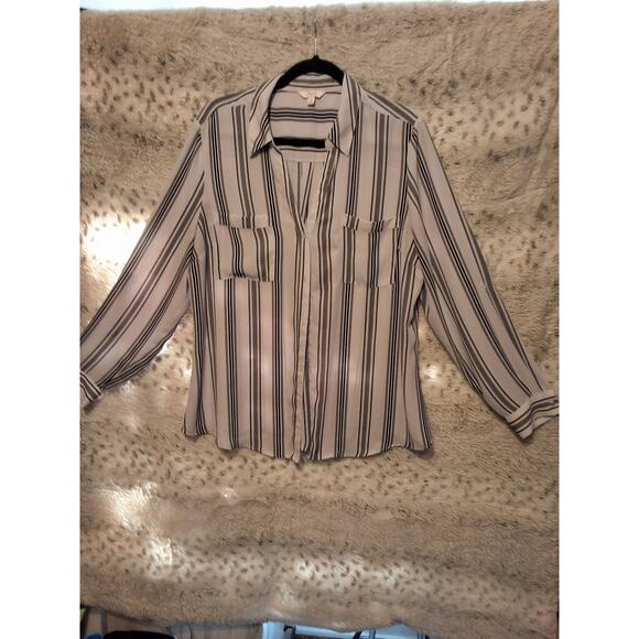 LADIES PINSTRIPE BLOUSE 2X - Picture 1 of 5